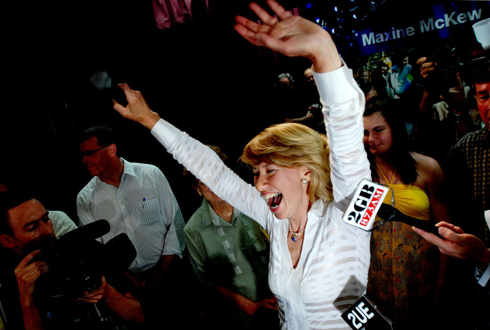 Labor candidate for the seat of Bennelong Maxine McKew wins the seat from prime minister John Howard during the federal election 2007